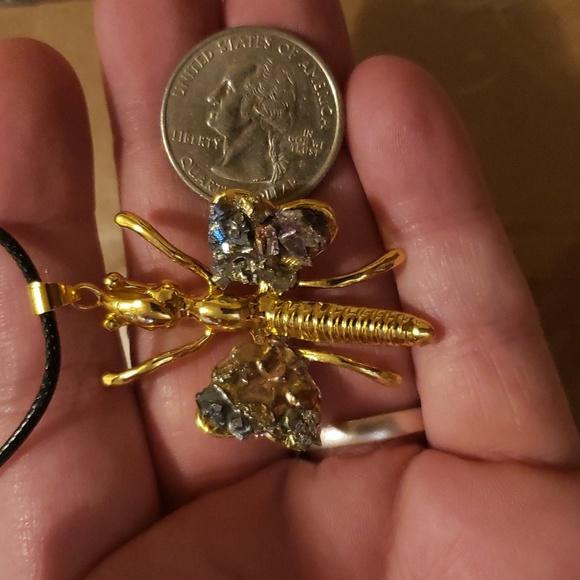 Bismuth Dragonfly pendant Necklace - Picture 6 of 9